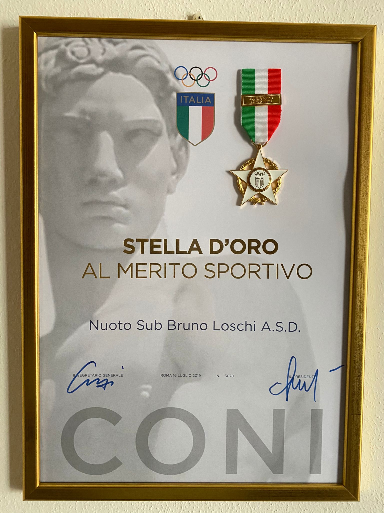 Al momento stai visualizzando Stella D’Oro al Merito Sportivo per la Nuoto Sub Modena Bruno Loschi
